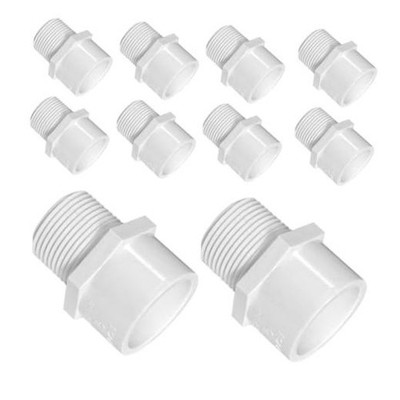 1Inch White 2-Way SCH40 PVC Male Adapter Pipe Fittings (Slip Socket x NPT 10