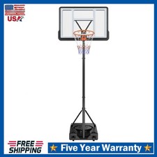 Adjustable Basketball Hoop ,44" Shatterproof Backboard Outdoor Goal System Kids