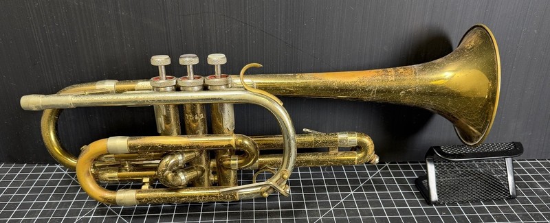 Getzen Bb Cornet Lacquer Brass Vintage Elkhorn SN 7343 W/ Hard Case & Mouthpiece