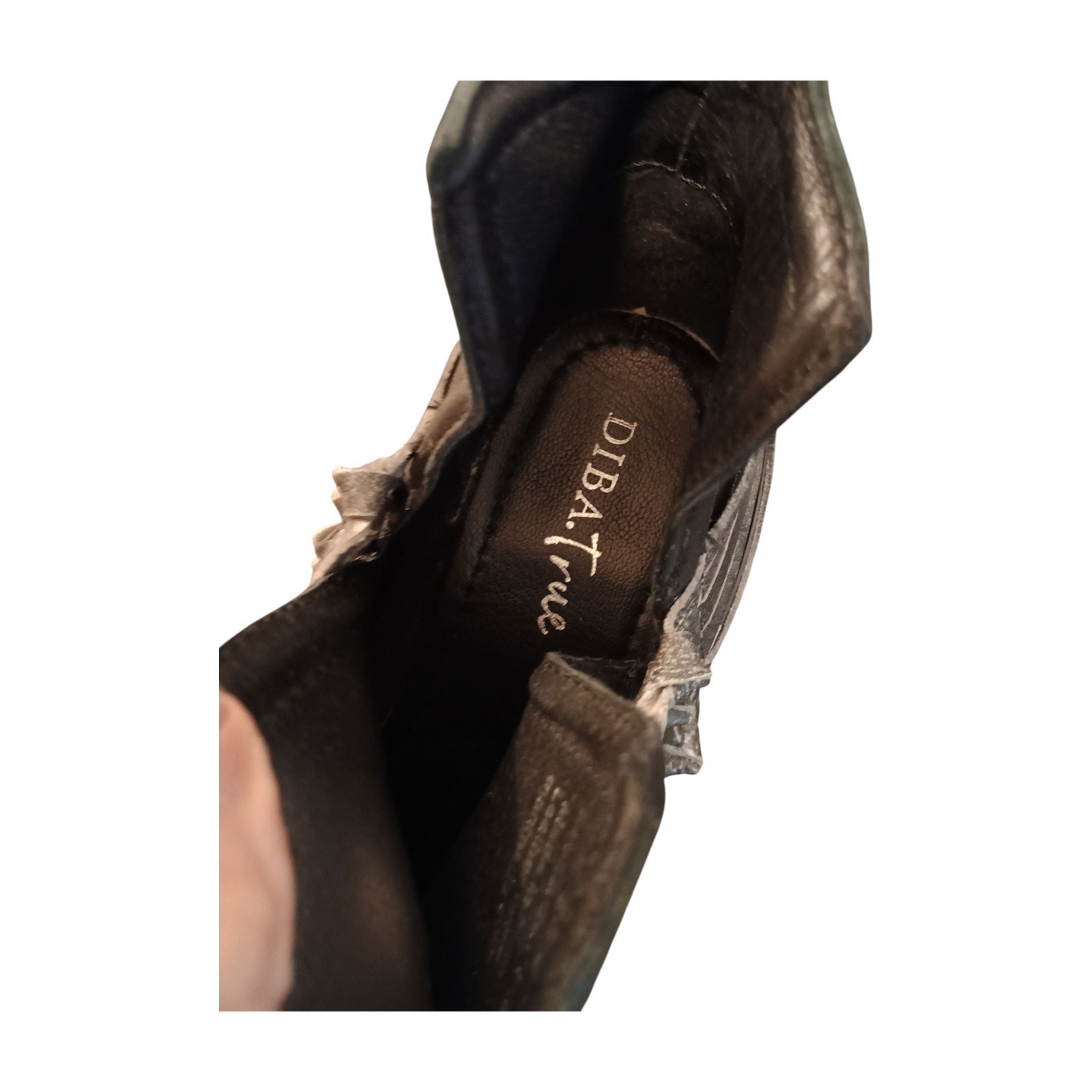 Diba Women's True Leather Sly Fox Pull On Bootie Black & Gray Straps Size 9.5M 