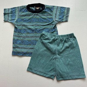 Vintage 90s Green Blue Surf Beach Skate T-shirt Shorts Set Boys 2T Aztec