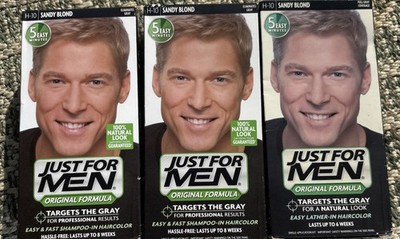 Just For Men Shampoo-in Hair Color Dye for Men, H-10 Sandy Blond, 3 Pack Lot