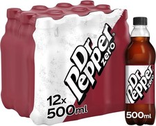 Image of Dr Pepper Zero Fizzy Soda Soft Drink 500ml - Pack Of 12 - UK Free Shipping