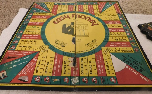 25-1326 Vintage 1940's Milton Bradley Easy Money Game Board No Box or Tokens Old