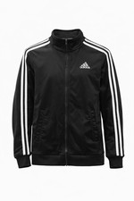 Adidas Boy's Youth 3 Stripe Full Zip Athletic Jacket, Black Size M-10/12