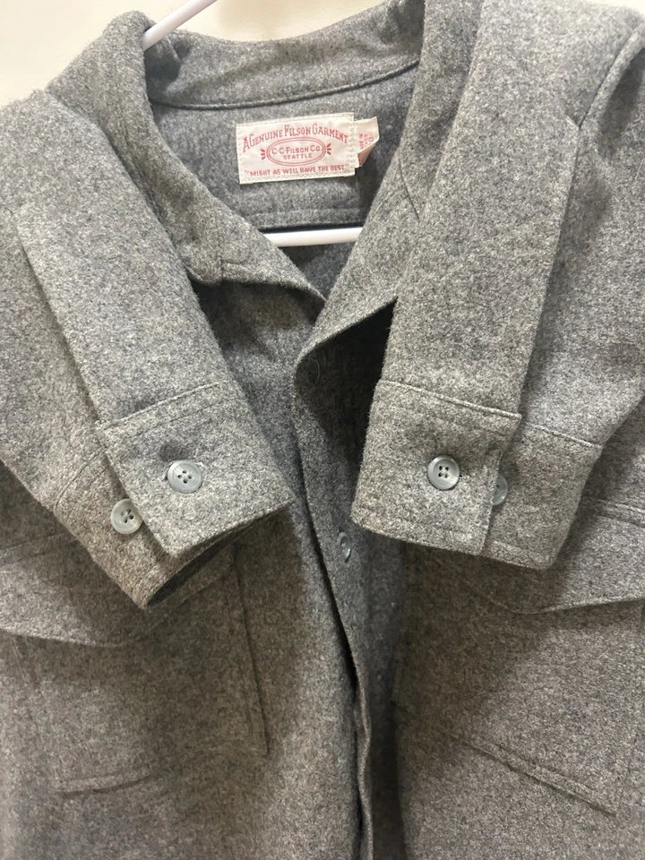 Camisa Jac Filson Gris Vintage 100% Lana. Talla 40. Hecho en México. Foto 4 de 4