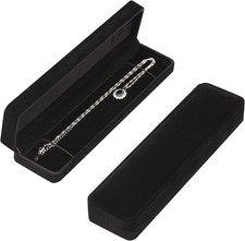 2 Pieces Long Velvet Jewelry Chain Necklace Gift Box Set, Bracelet Storage Case,