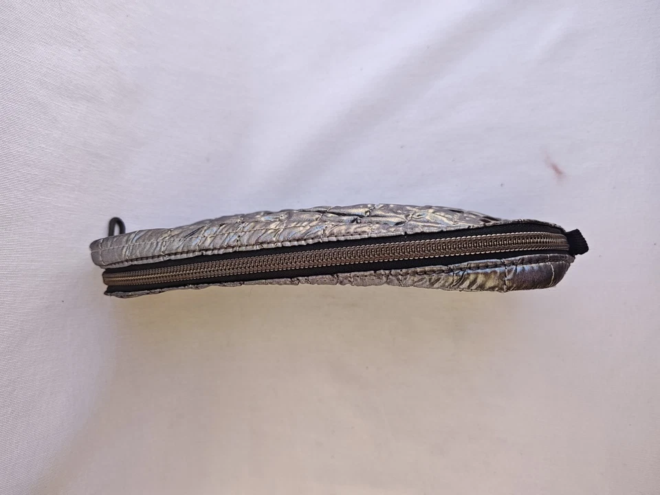 LeSportsac Zipper pouch silver Puffer Style Bag make up toiletry Case 9 X 6  - Image 3 of 4