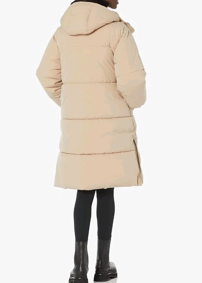 Chaqueta acolchada larga de gran tamaño para mujer talla s beige otoño minimalista Foto 2 de 2