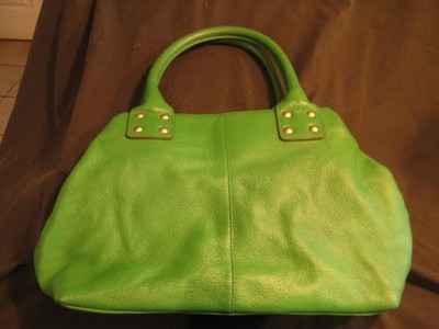 Emerald green butter soft leather handbag with snaps