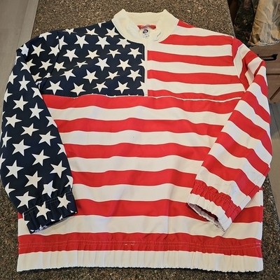 Shinesty American Flag 1/2 Zip Pullover Mens Sz XL Made in USA Shine On Bold!
