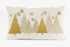 Christmas Pillow Cover SHORT PLUSH WITH GOLD FOIL Luxurious Holiday  12 x 20