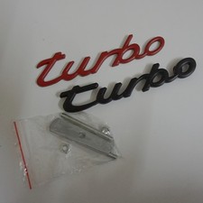 Matte Black Big turbo Metal Grille Emblem + Decal Badge Sticker Motors Trunk SUV