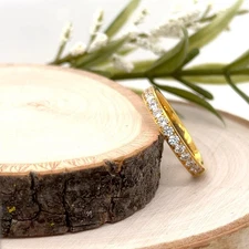 3mm Yellow Gold Titanium Ring CZ Inlay Hypoallergenic Band For Christmas Gifts