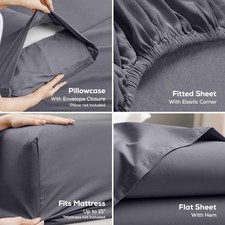 Twin Size Sheet Set 3 Piece Bed Sheets, Soft and Breathable Microfiber, Includ