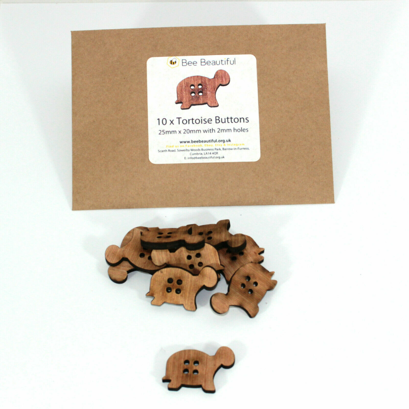 Tortoise Wooden Buttons, Laser Cut, Knitting, Sewing, Crochet, craft pack of 10