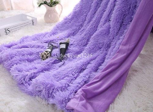 Shaggy Faux Fur Blanket Reversible Long Plush Bed Sofa Throw Warm Soft Fluffy - Picture 9 of 27