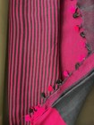 New FabIndia Style  Handloom Linen Saree sari designer Navy Blue Fuschia 7 Yds — photo 8
