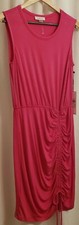 🆕 CALVIN KLEIN Hot Pink Jersey Dress Sleeveless 🌺 Ruched Size 4 NWT