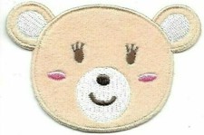 2" x 3" Tan Beige Teddy Bear Face Portrait Patch