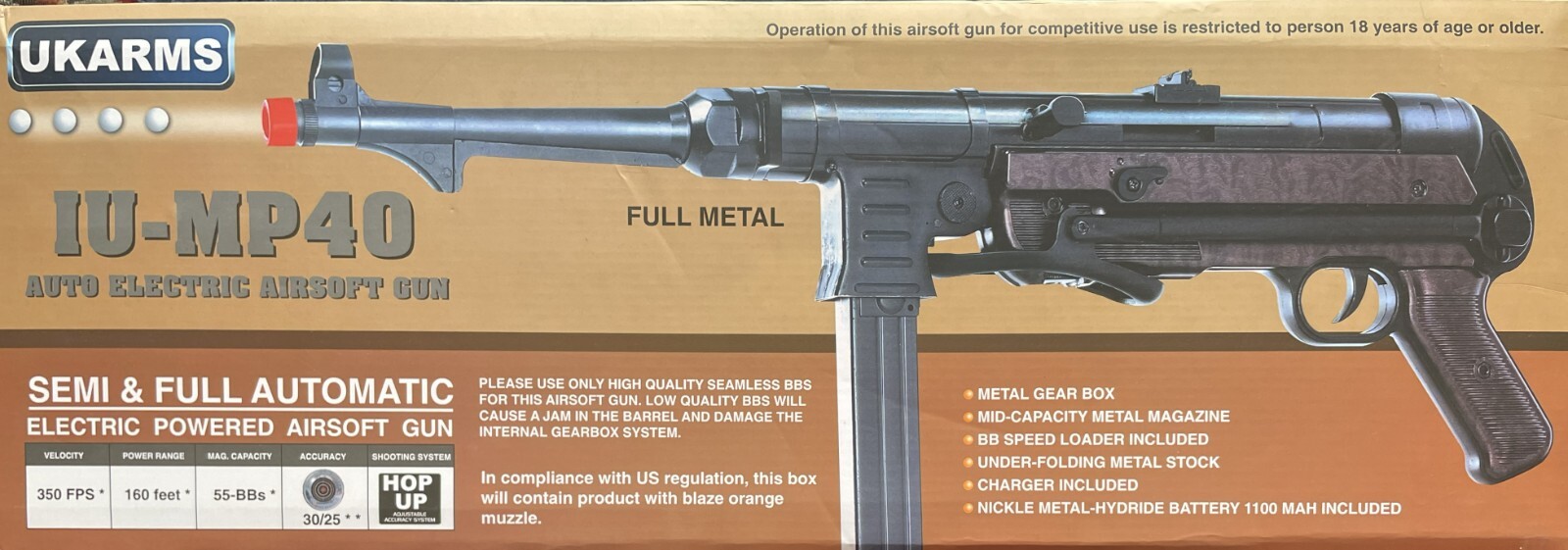 UKARMS IUMP40B Semi and Full Automatic Electric Powered Airsoft