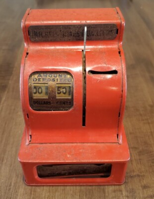 Vtg Uncle Sam s 3 Coin Bank Cash Register by Durable Toy & Novelty Co. ~ T6235