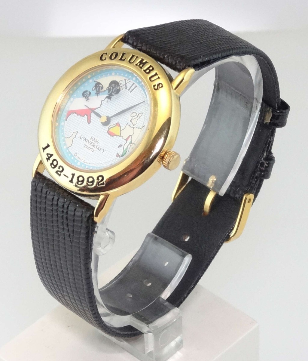 COLUMBUS WATCH 500TH ANNIVERSARY W/ MOVING SHIPS - NEW