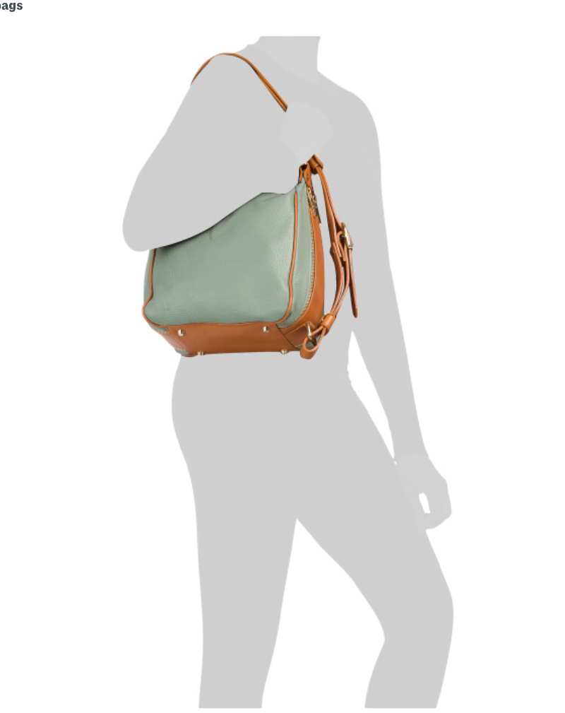 Valentina Italian Convertible Backpack Shoulder Bag Jade  display picture 1