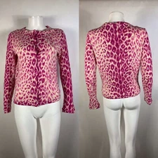 Vtg Moschino Cheap & Chic Wool Leopard Print Cardigan S