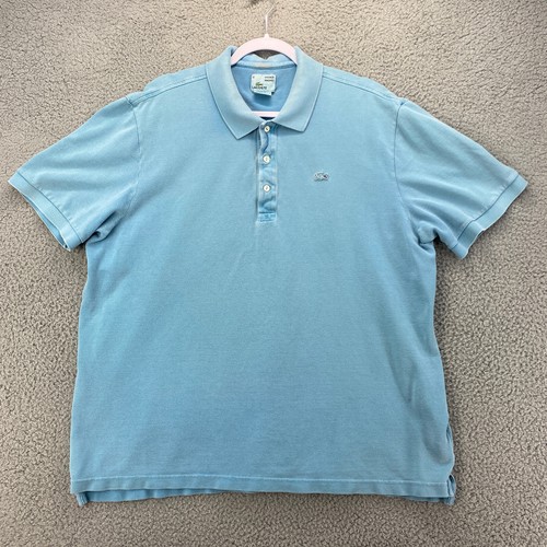 Lacoste Polo Shirt Mens 8 Blue Vintage Washed Short Sleeve Tennis Short Sleeve