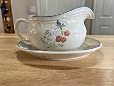 Gravy Boat with Underplate International Stoneware Goose  Marmalade Vintage VGUC