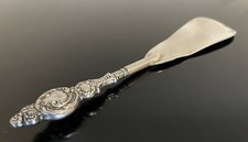 STERLING SILVER Handle SHOE HORN Ornate Floral Pattern Antique 7.5  