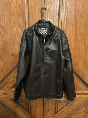 Machine Jacket Machine Clothing Company Men's Black Faux Leather Jacket XL Biker Moto ...