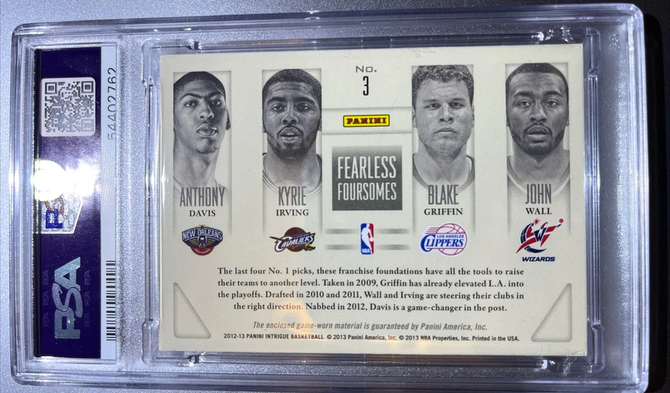 2012 Intrigue Fearless Foursomes ROOKIES IRVING, AD WALL GRIFFIN RARE /49 PSA 10 - Image 2 of 2