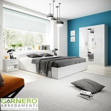 Camera da letto matrimoniale completa bianco lucido SORRENTO design moderno