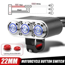 7/8" Motorcycle ATV Handlebar Switch ON-OFF Button Headlight Fog Light LED Blue