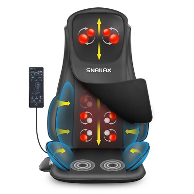 Snailax Shiatsu Neck Back Massager with Heat, Massage Chair Pad with Compression