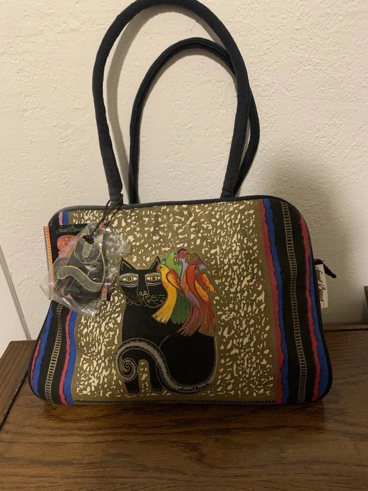 Bolso de Mano Laurel Burch Gato Cartera Negro Rojo Púrpura Foto 2 de 4