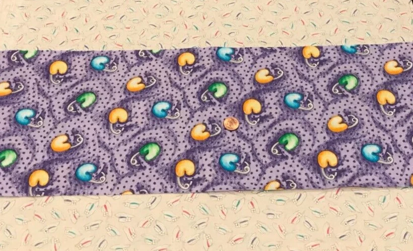 Colorful Heart-Shaped Safety Pins*Dotted Tonal Purple*R.E.D. *100% Cotton*21"x8" - Image 2 of 4