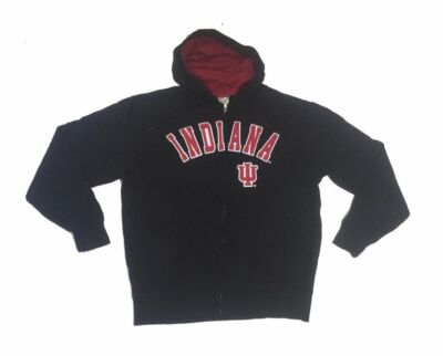 Vintage 90er Indiana USA College Team schwarz rot bestickt Hoodie Größe Large