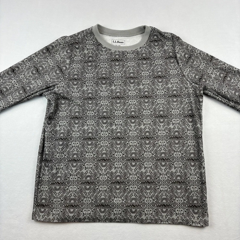LL Bean 睡衣 长 John Baselayer 儿童 XL 灰色 Fox 全印 2 件  — 第 2/4 张图片