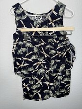 Vtg Hilo Hattie Womens Sz S Hawaiian Floral Tank Top and Faux Wrap Skirt 2pc Set
