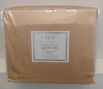 Marquis Collection 4Pc Queen Sheet Set Cognac 320 Thread Count Egyptian Cotton