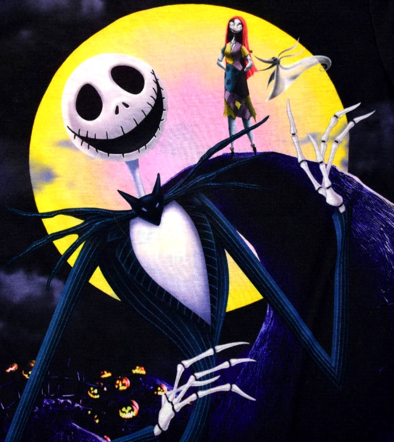 Camiseta Vintage Talla XS 90s Tim Burton's Pesadilla Antes De Navidad Jack & Sally Foto 2 de 4