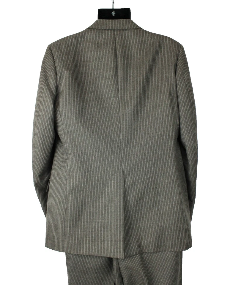Traje Vintage 3 Piezas 42R 3x29 Gris Rayas Blazer Chaleco Pantalones Mezcla Lana Traje Foto 4 de 4