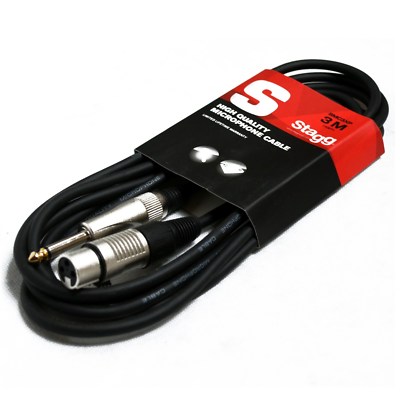 MIKROFONKABEL 3M-KLINKE ZU MIKROSTECKER XLR -SCHWARZ KLINKE 6.3 MIKRO-KABEL !!! 