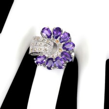 925 Sterlingsilber Ring Oval Amethyst Saphir Diamantschliff Edelstein Schmuck 9