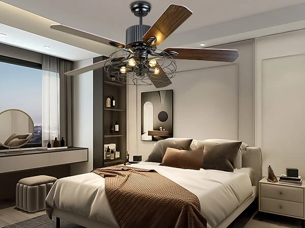 52" Traditional Black 5-Light 5-Blade Fan Pull Control Pendant Light - Image 3 of 4