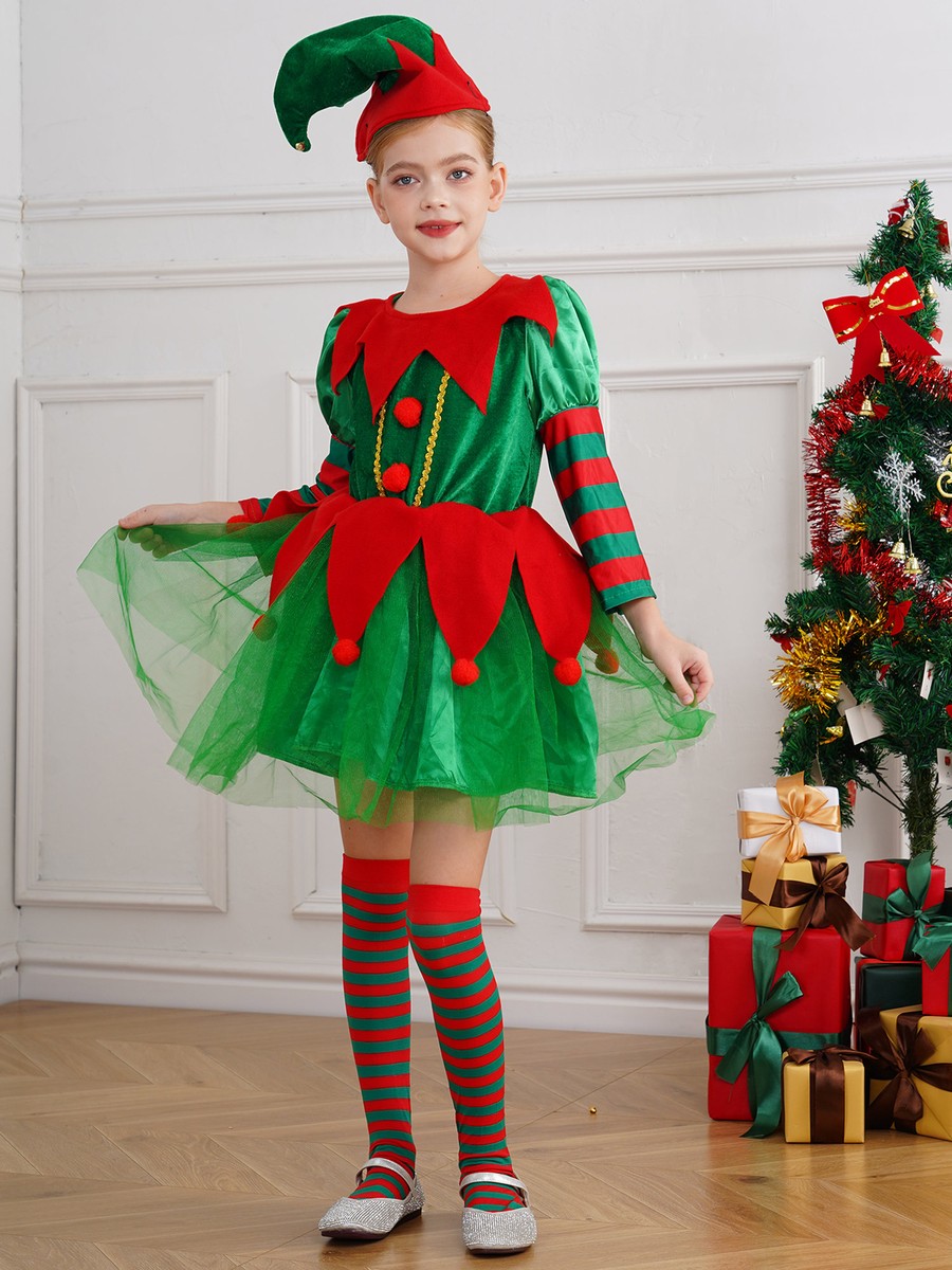 white christmas dresses Christmas Elf Girls' Sleeveless Sundress – Wrong Lever Clothing main image 0