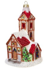 CHURCH GLASS ORNAMENT Christmas red green gold Raz Imports 3852947 new in 2018